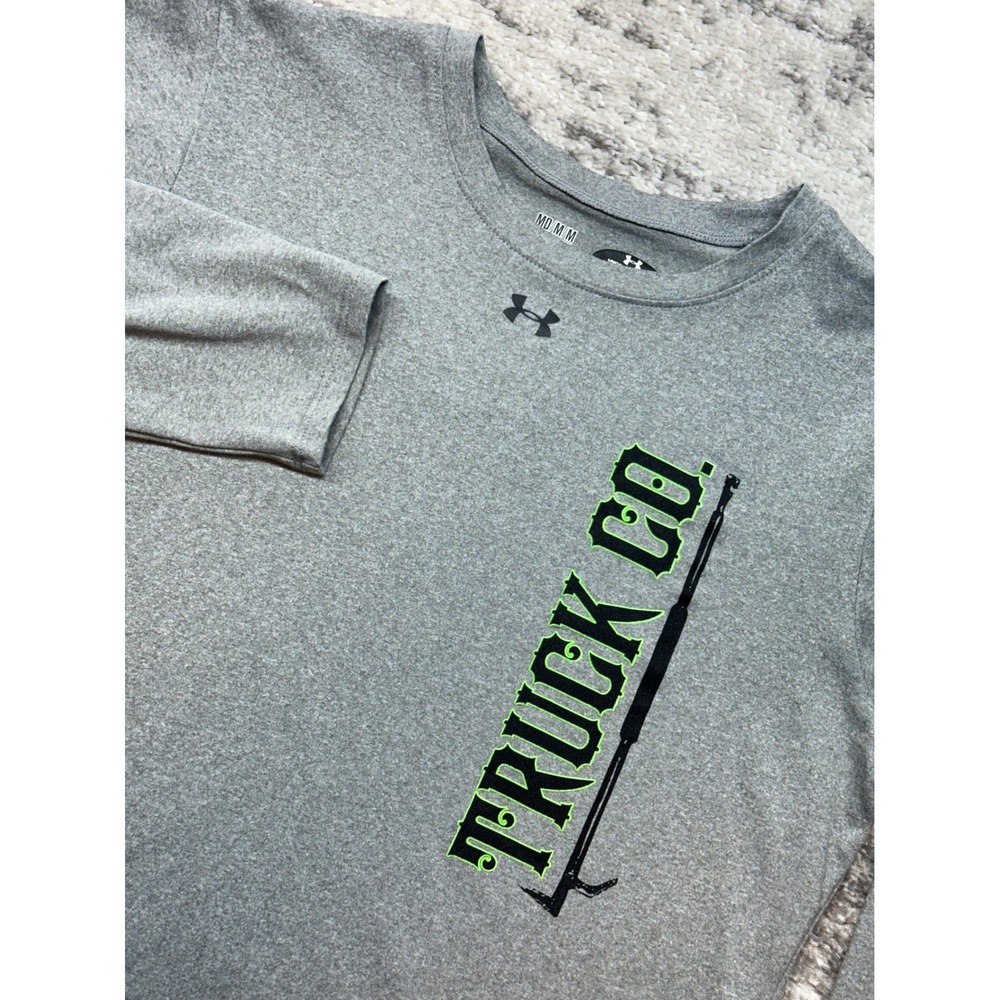 Under Armour Ride Backwards Long Sleeve Women Medium Gray Truck Co Firefighter